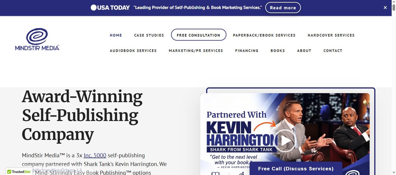 MindStir Media website - self publishing and book marketing