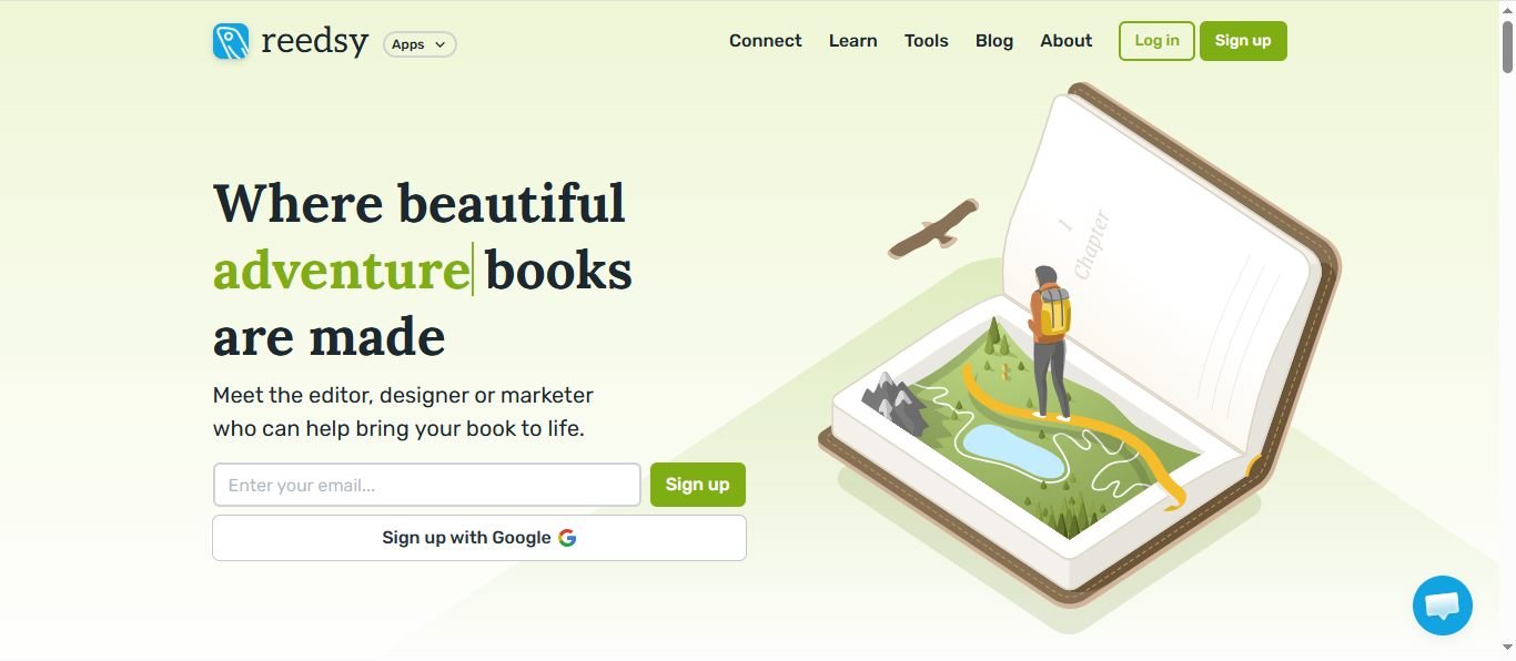 Reedsy website - marketplace of book marketing professionals